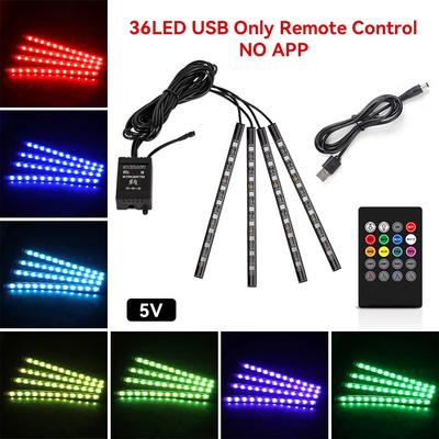 RGB Universal Car Ambient Lights LED Strip Interior Atmosphere Lamps 8 Colors Decorative Off Road 4x4 SUV Automobile Accessories