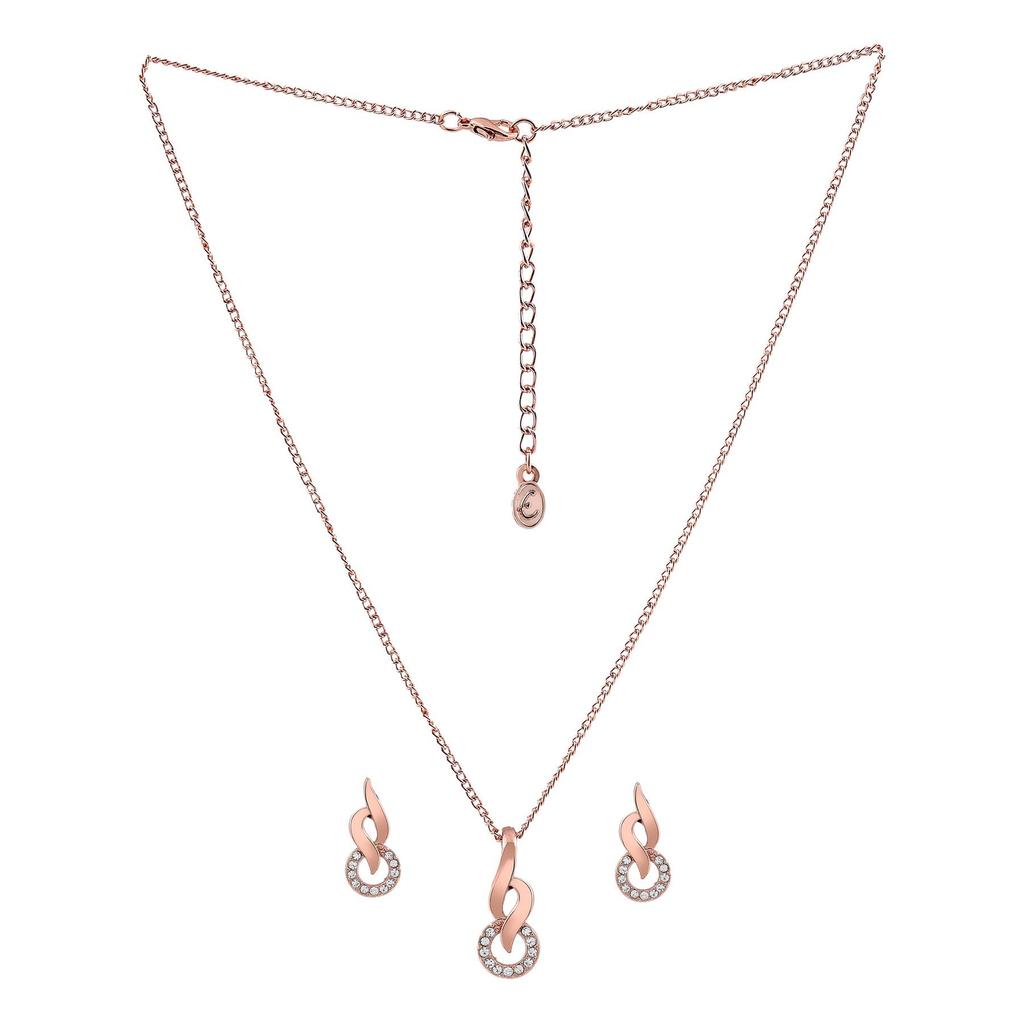 Эстель Розовое золото с покрытием из австрийского кристалла в форме кольца с кулоном и ожерельем для женщин/девочек