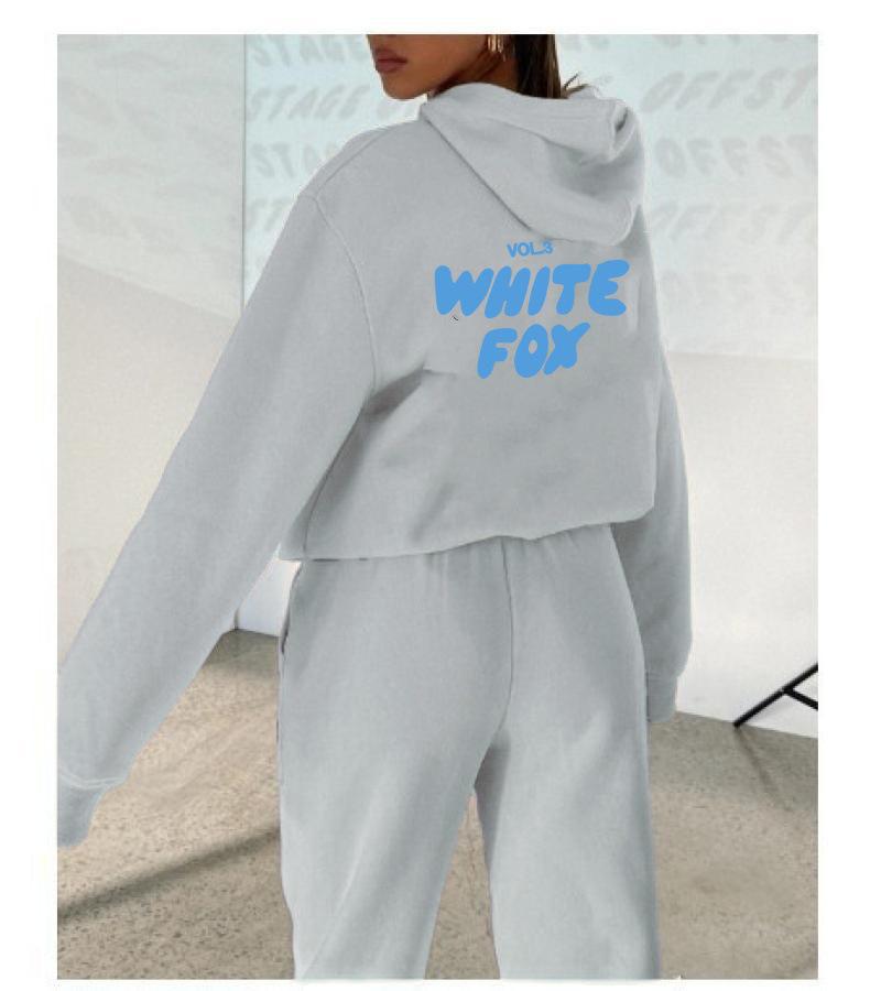 Spring & Autumn Women's Drop-Shoulder Hoodie Set with Fashion Print