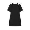 FILA Original Fashionable Personality Trendy Soft Comfortable Breathable Cut-Out Short Sleeve Dress Women dresses Black F51W529301F-BK