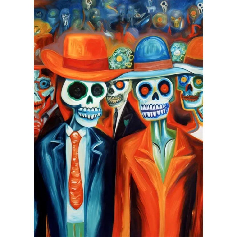 Festive and Mysterious Mexican Girl Day of Dead Gothic Sugar Skulls Canvas Painting Posters Prints Wall Art Picture Home Decor