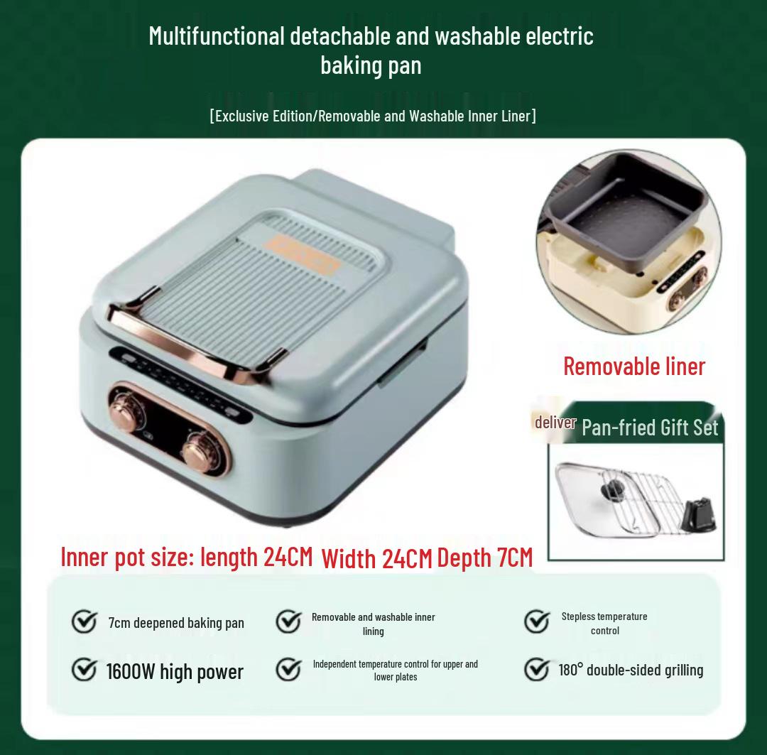 

Багатофункціональний електричний гриль та хот-пот: Фритюр, Млинці, Барбекю та Шабу-Гриль Все-в-одному Пательня Suitable for 2-4 People