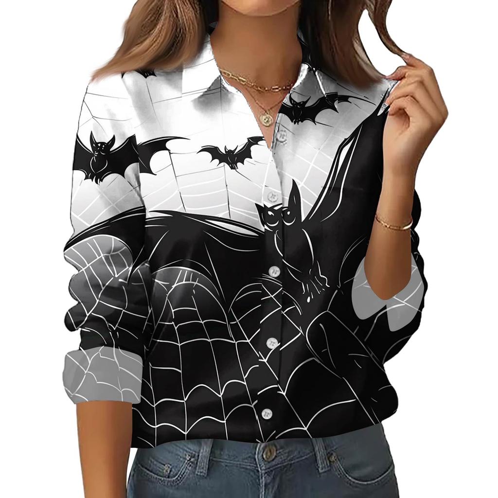 Dámská košile halenka s potiskem tlačítka s dlouhým rukávem ležérní základní košilový límec s běžným topem