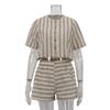 Fashion Style Stylish Loose Short Sleeve Stripes Shirt Shorts Two-piece Set Striped Shirt Shorts Set