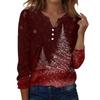 Women's Fashion Casual H Printed V-Neck Long Sleeve Decorative Button T-Shirt Tops