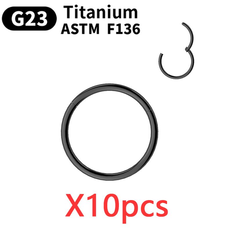 10/50Pcs Hoop Earring G23 Titanium Nose Ring For Women Piercing Jewelry Lip Ear Ring Hoop Mixed Body Clips Hinge
