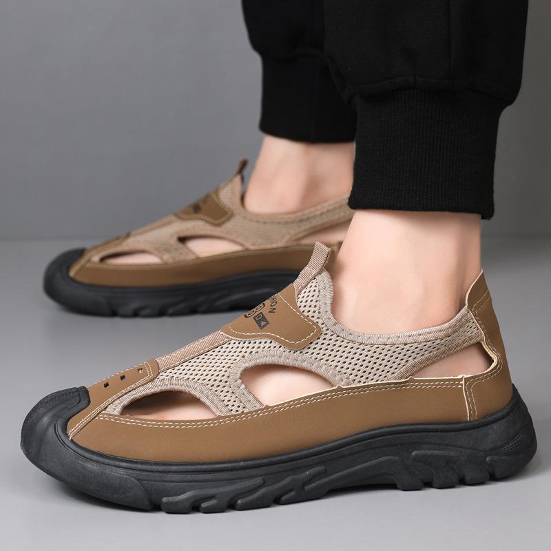 Sandals summer breathable hollow mesh hole shoes outdoor non-slip lightweight sports casual shoes bag head sandals