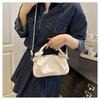 Chic Minimalist Pleated Faux Leather Shoulder Bag, Women's Small Crossbody Handbag with Magnetic Snap Closure, Trendy Daily Commute Tote