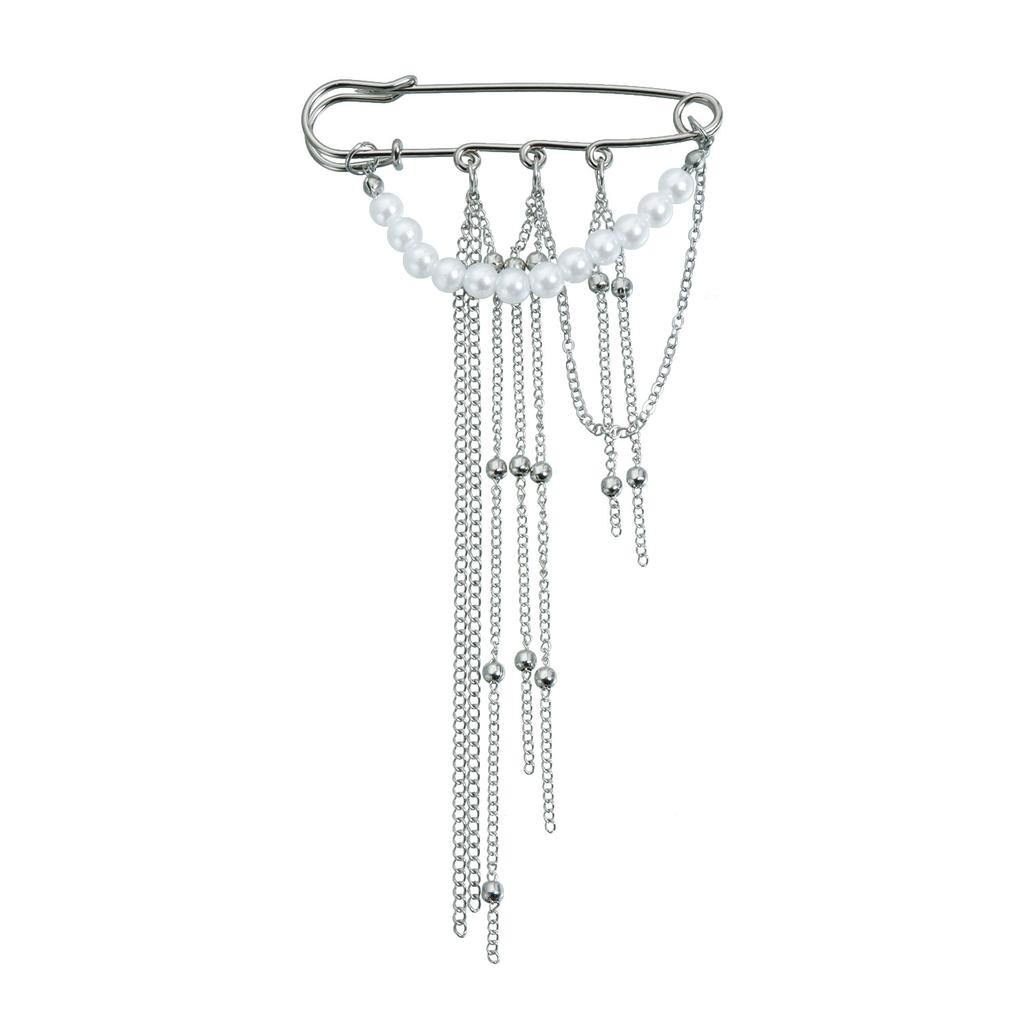 Fringed Pin Brooch, Pearl Chain Decorative Corsage, Light Luxury Clothing Accessories