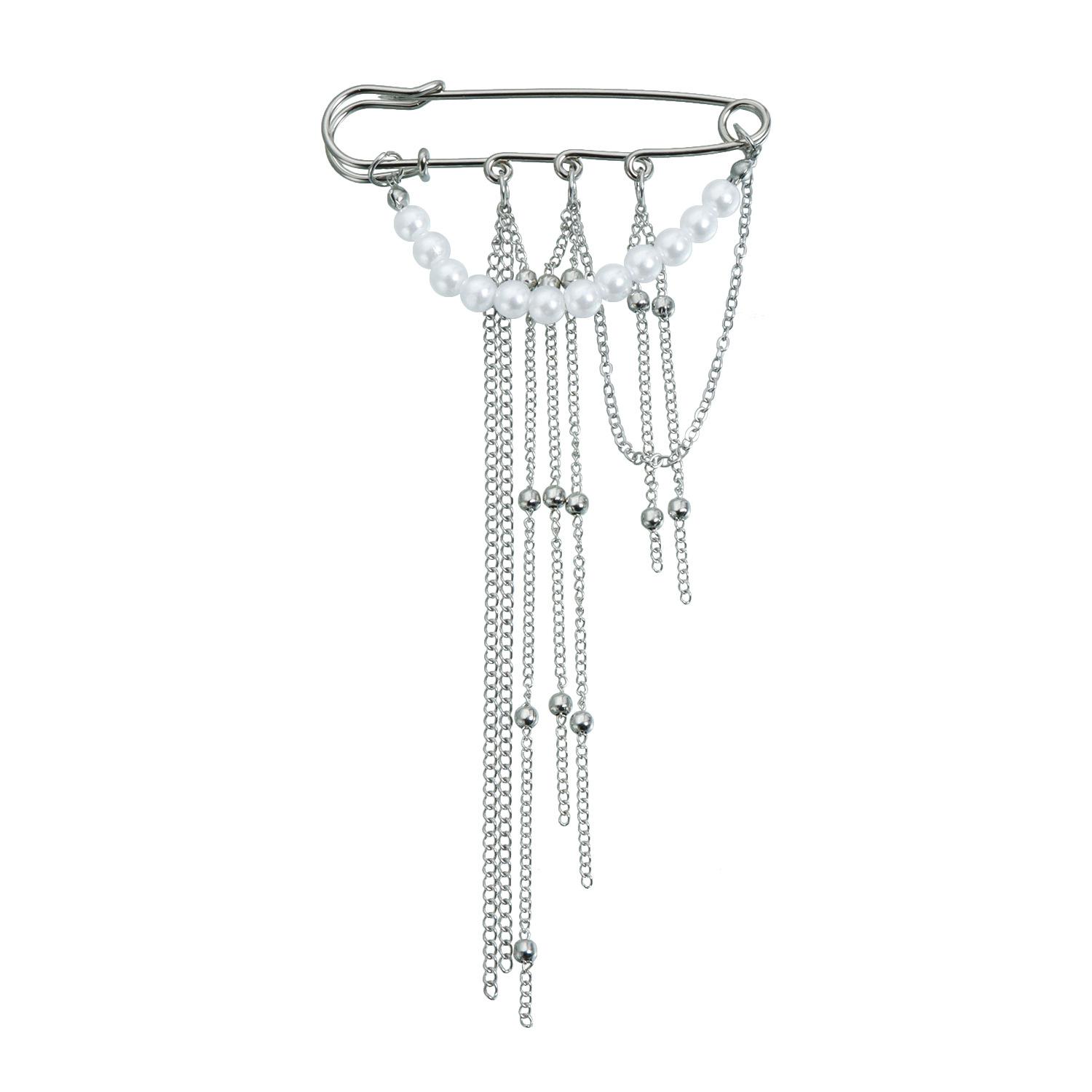 

Fringed pin brooch, pearl chain decorative corsage, light luxury clothing accessories