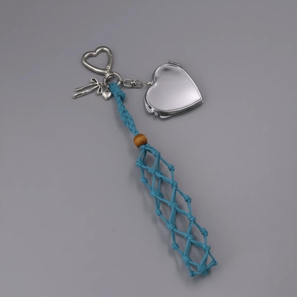

Mini Net Pocket Lipstick Bag Keychain Wax Thread Lipsalve Cover Key Ring Travel Style 9
