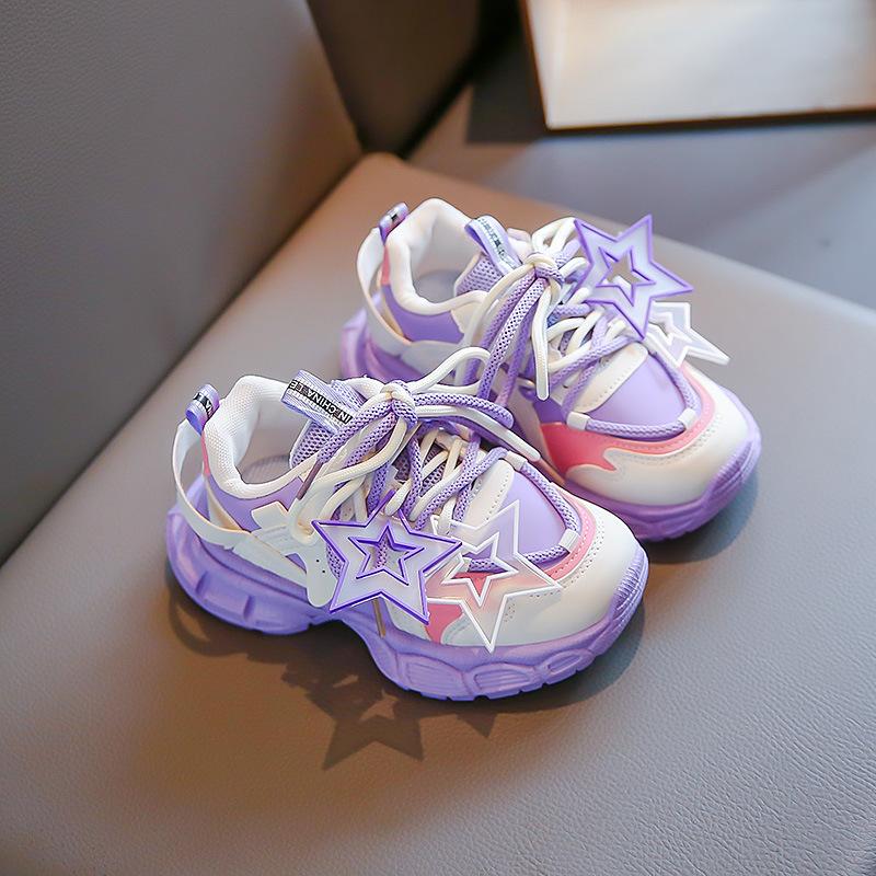 Frühling und Herbst neue Mode lässige Sportschuhe Designgefühl Fake-Schnürung Klettverschluss bequem für Mädchen Stars