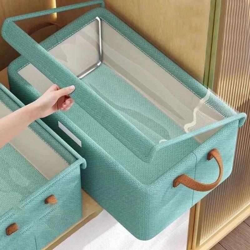 Steel Frame Folding Storage Boxes Dust-Proof Moisture-Proof Clothes Trousers Socks Home Organization Drawer Wardrobe Storage Box