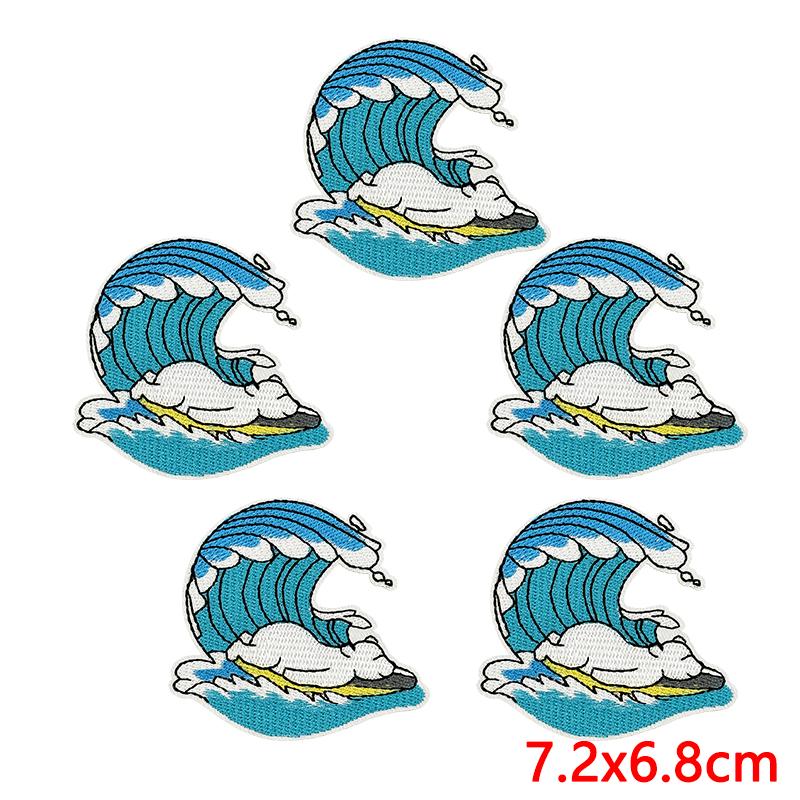 10pcs Lots Summer Wave Slippers Embroidered Patches On Clothes Shell Coral Patch Iron On Patches For Clothing Hats Jackets Diy