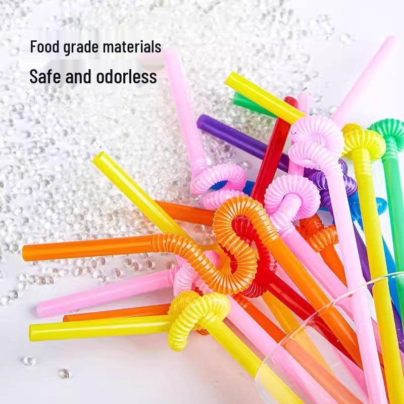 26cm Artistic Colorful Bendable Straw, Individually Wrapped for Drinks & Milk Tea, Food-Grade Disposable for Commercial Use