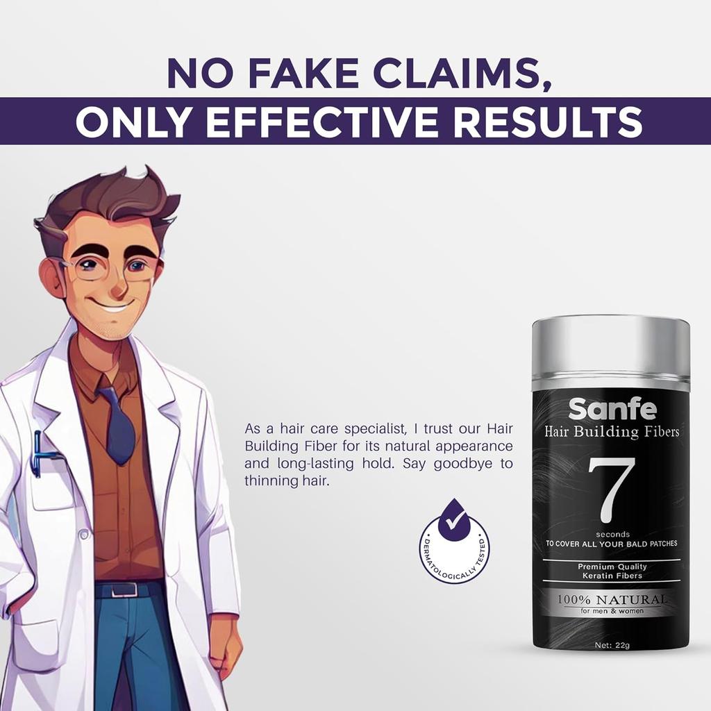 Instant Bald Spot Covering Fibers (22g) | For Fine and Thinning Hair for an Instantly Thicker & Fuller Look - Best Value & Superior Formula | Black