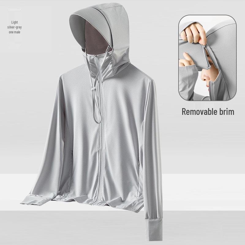 

Мужская и женская тонкая куртка от солнца UPF50+ из ледяного шелка с широкими полями - летняя уличная куртка для защиты кожи от УФ-лучей XL