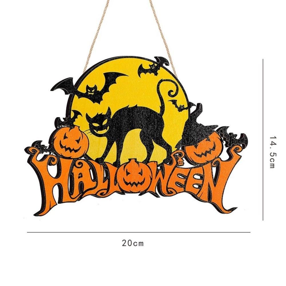 2D Halloween Wooden Sign Spooky Ghost Pumpkin with Rope Halloween Wood Ornament DIY Halloween Welcome Sign Garden Hanging Decor