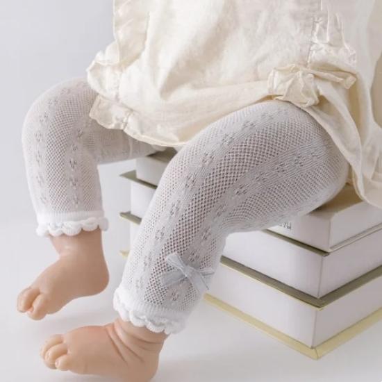 

Newborn Mesh Tights For Girls Infant Fashion Cute Summer Pantyhose Toddler Cotton Princess Bow Leggings Baby Accessories 0-24Months L(12-24m) білий