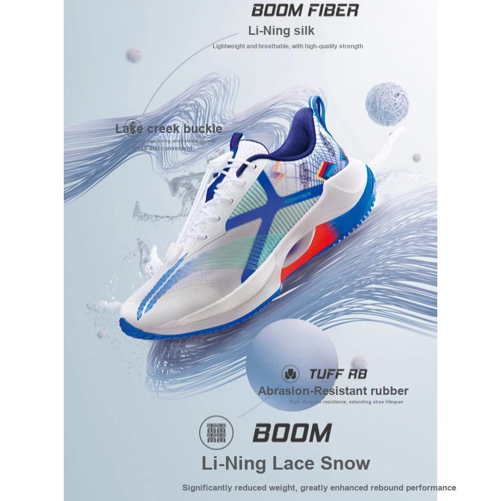 Li Ning Youth  Childrens Rebound Shock Absorption Comfortable Running Shoes Kids Running Shoes Crystal-Blue YKFT046-9