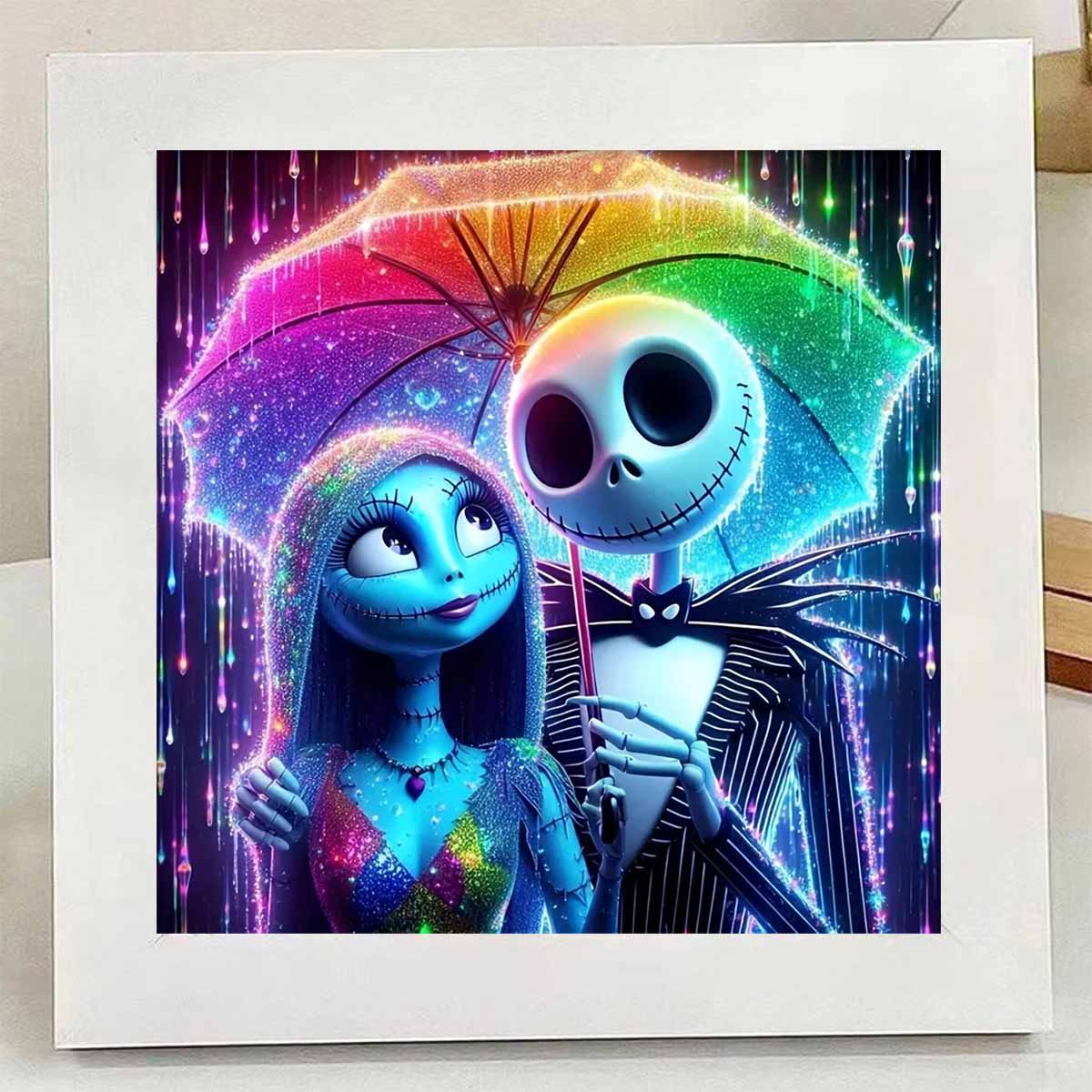 

Набор для алмазной вышивки «Сделай сам» с рамкой, Пара скелетов Полная круглая мозаика 5D Набор для вышивания крестом «Сделай сам» Украшение для дома с рамкой, Коллекция хобби для рукоделия Round 15x15 cm with frame