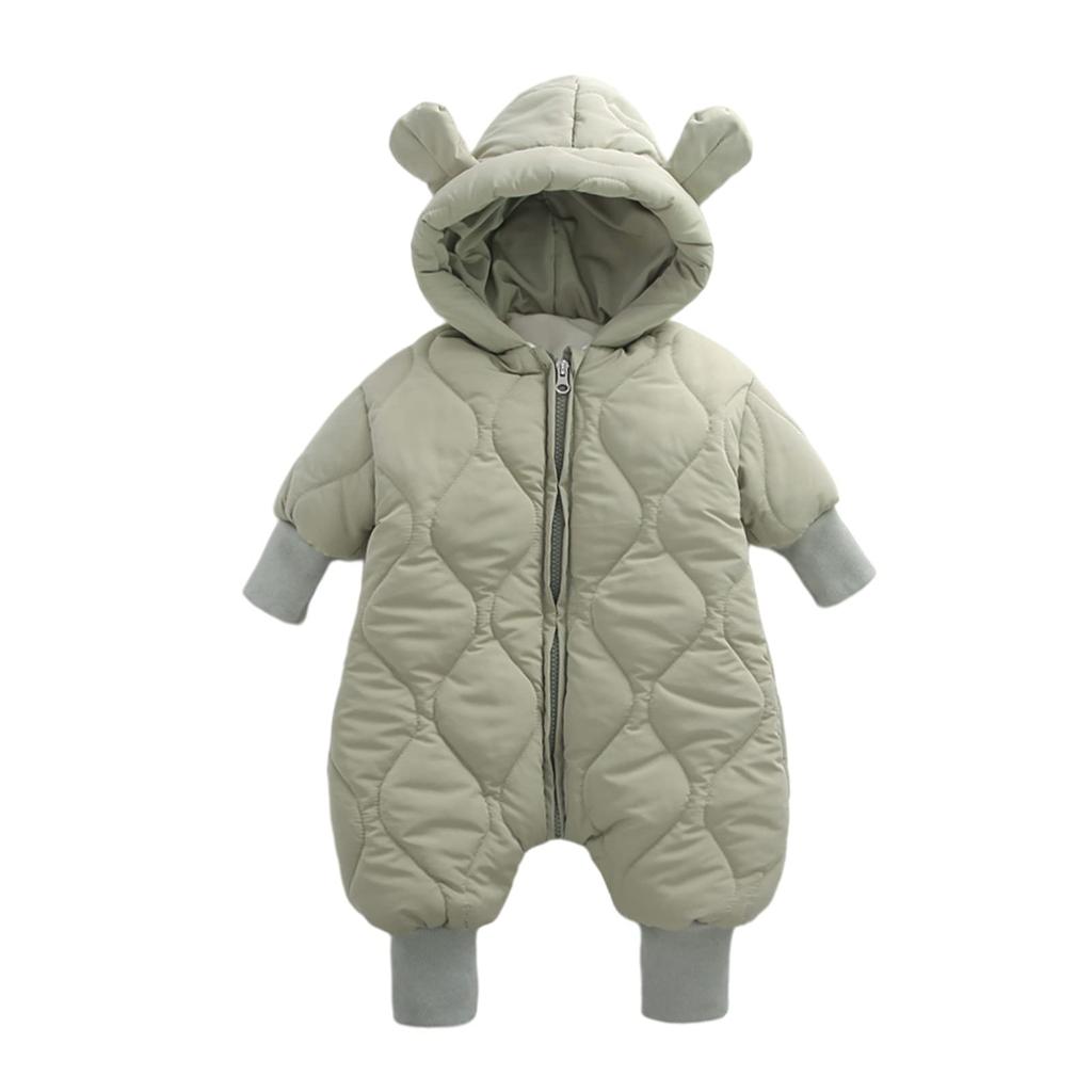 Onabebi Baby Red Jan Down Thick Romper with Fleece Cold Open Ages Months Clothes, Coverall, Hat, Lining, Kigurumi, Protection, Front, Winter, Unisex,