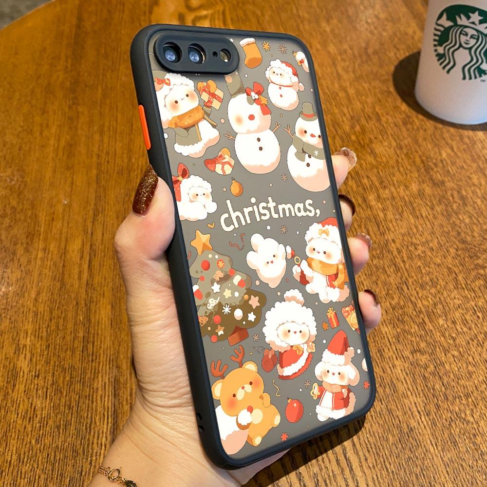 Case For iPhone 17 16 15 13 12 11 14 Pro Max 15 Plus 16e 17 Air Shockproof Clear Matte Cover Christmas Theme Cane Picture Fundas