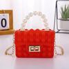 Silicone Love Bubble Jelly Bag, Popper Pressure Relieving Purse, Pop It Handbag With Faux Pearl Handle, Cute Chain Crossbody Bag