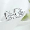 S925 Silver Charming Snowflake Pentagram Zircon Hoop Earrings for Women Fine Jewelry High Luxury Vintage Accessories