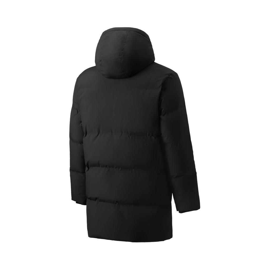 Li-Ning Badminton Series Solid Color Zipper Hooded Versatile Casual Mid-Length Down Jacket Unisex Outerwear Black AYMV133-1