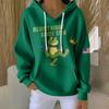 Women's Loose And Comfortable Drawstring V-neck Long Sleeved Print Hoodie