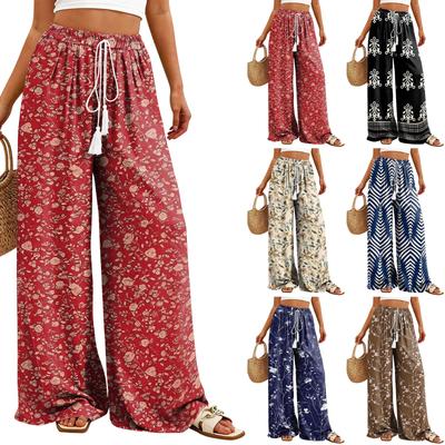 Women's Wide-Leg Casual Flowy Floral Print Pants