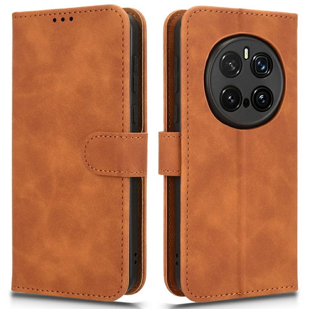 

Для Honor Magic7 Pro 5G Кожаный чехол с эффектом кожи, противоударный, кошелек, откидная крышка для телефона Brown