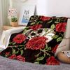 Skull Roses Flannel Blanket Throw Blanket Soft Warm Sofa Bed Camping Car home Decor Unique Christmas Gift C930534