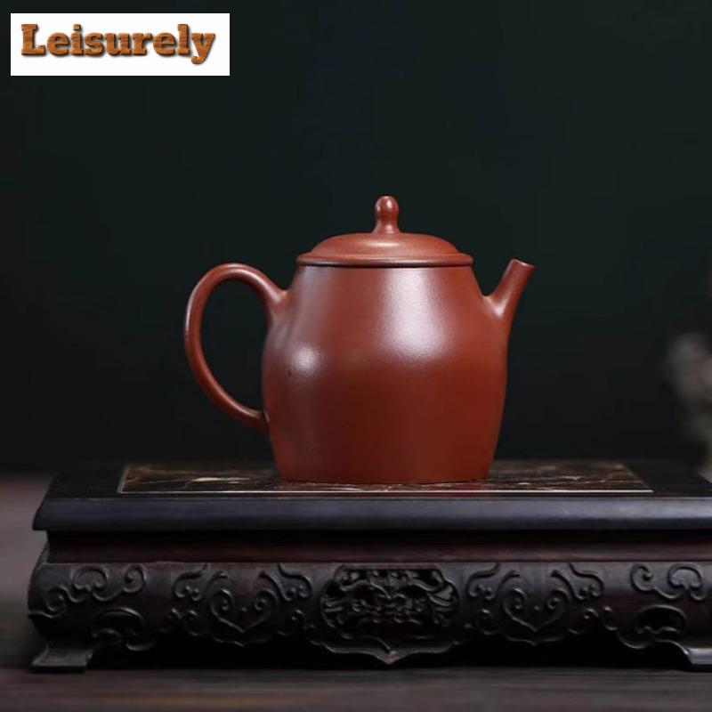 200 ml ästhetische Yixing-Teekanne aus lila Ton, handgefertigt, schlicht, rund, mit Roherz, Drachenblut, Sand, Schlamm, Wasserkocher, Zisha-Teeservice, Geschenk