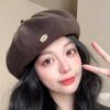 Solid color beret autumn dome naked casual youth shopping Korean version versatile unisex newsboy hat