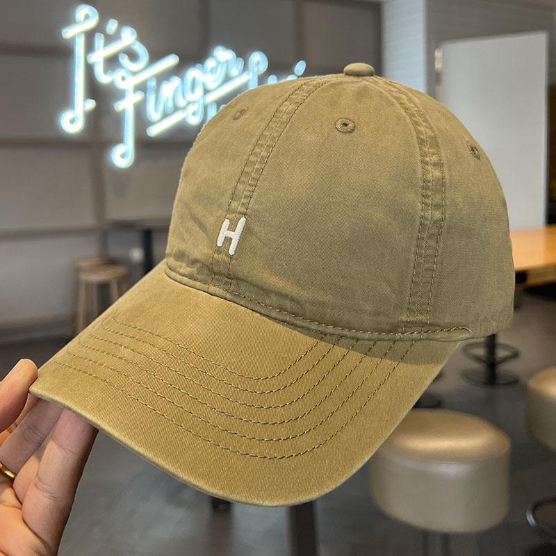 Simple Letter Embroidery Purple Baseball Cap Women's Summer Wide Brim Big Face Showing Small Face Big Head Circumference Peaked Cap