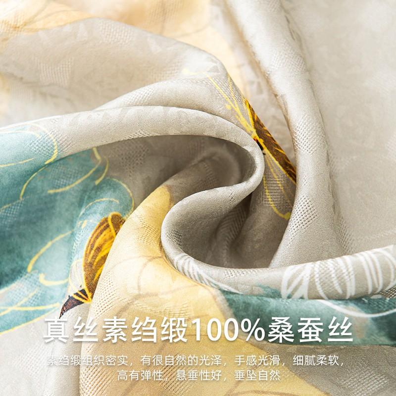 Printed Jasper Lotus Silk Scarf Women Fashion Shawl Wrap