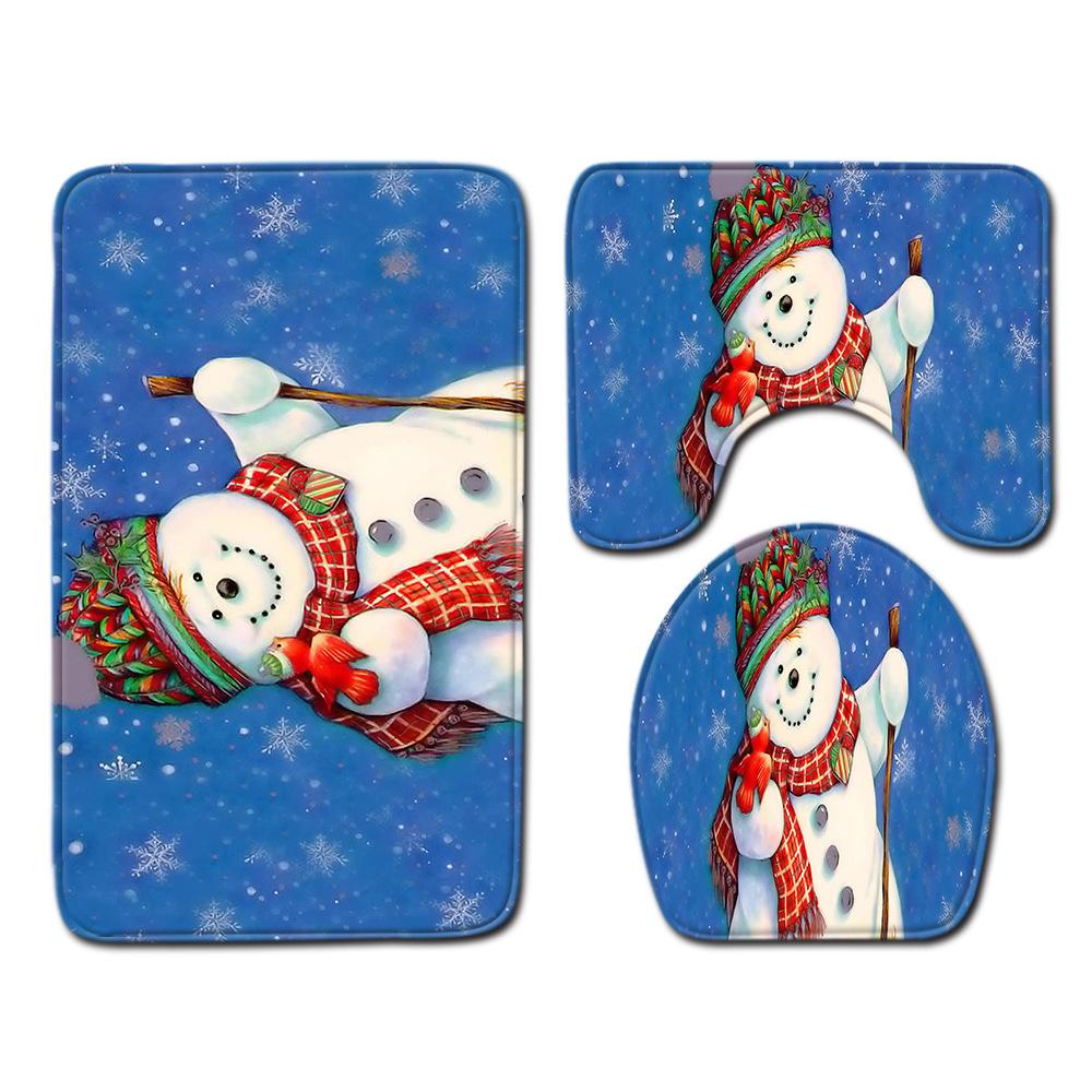 Weihnachts-Badezimmer-Bodenmatte Toilette Dreiteiliges Set