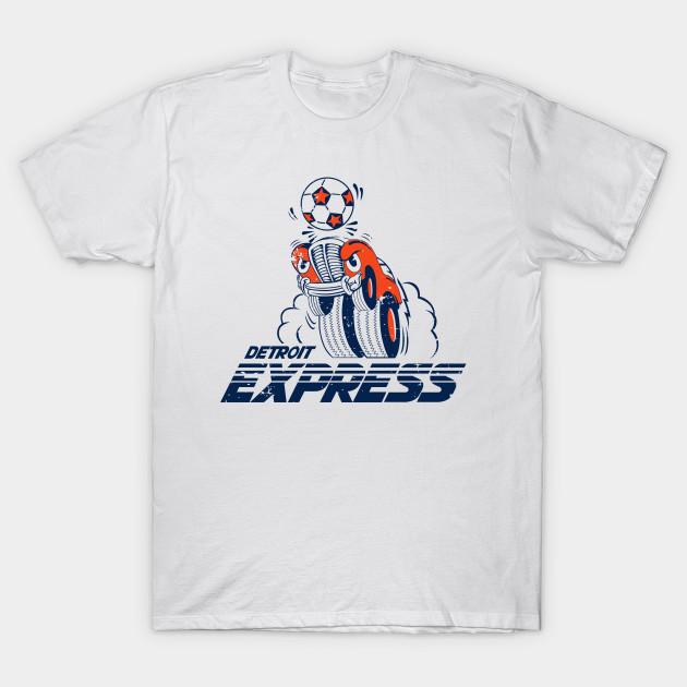 Men Black Print T-shirt 1978 Detroit Express Defunct Vintage Soccer No-Cut Transfer Paper Print Cotton Tshirt S