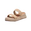 Hemp Rope Slope Heel Platform Sandals Women's Woven Straw Rope Word with Casual Summer Casual Flat Slippers Versatile Fashion