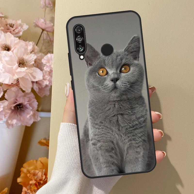 British Shorthair Cat For Huawei Nova 7i 8i 11i 12i 12s Y73 Y70 Y90 Y60 Y72 Y61 Y91 9 10 SE P30 Pro P40 Lite Case