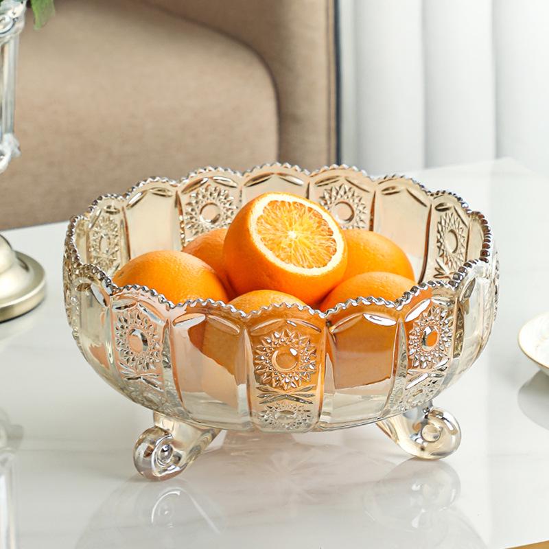 Luxury Crystal Three-Tier Fruit Bowl for Living Room