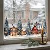Static Adhesive Christmas Window Clings Waterproof Snowy Village Stickers  Winter Home Decor