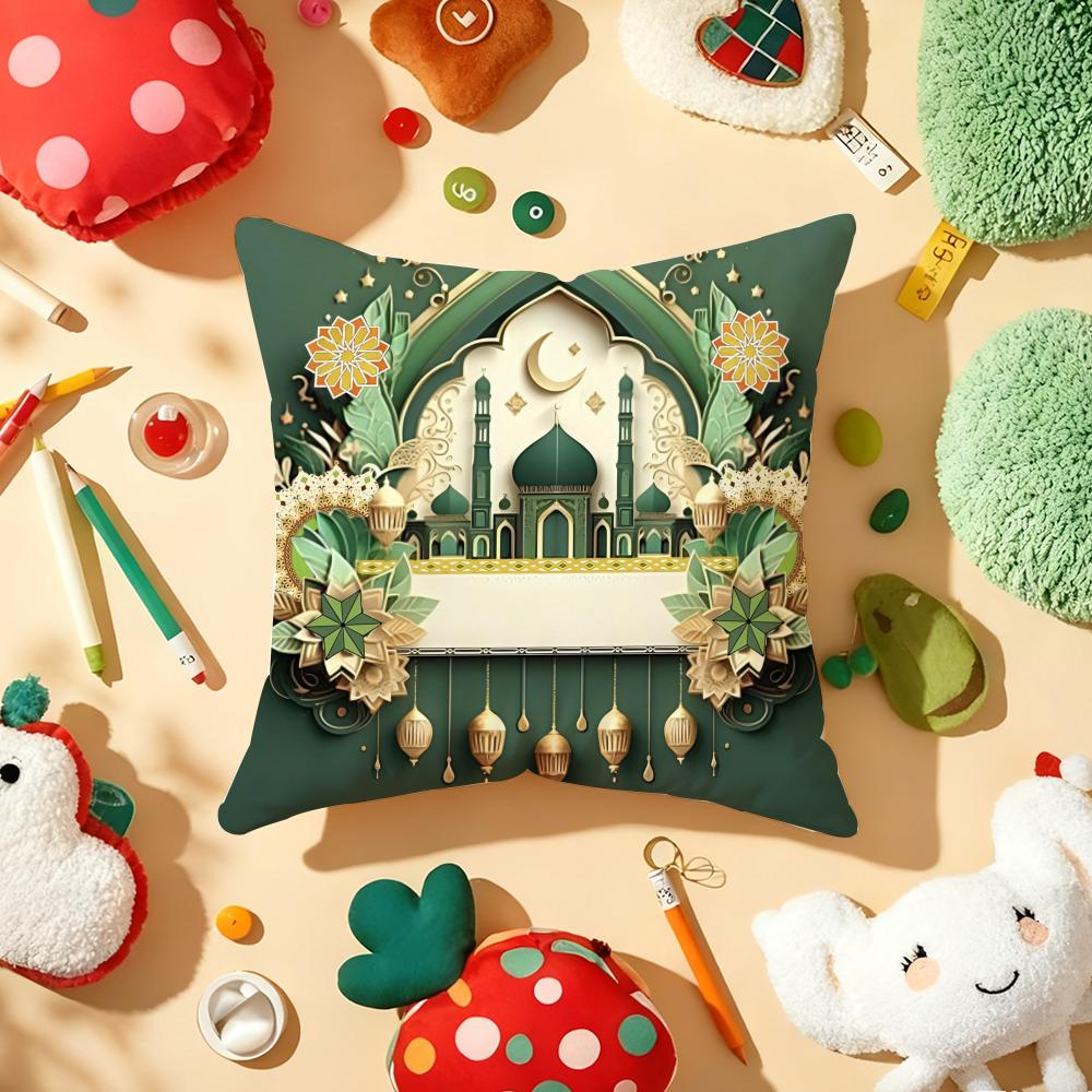 Ramadan Islamic Eid Muslim Halal Cushion Cover Plush Fabric Soft DoubleSided Printed Sofa Warm Winter Home Gift Pillow Cover 30x30cm