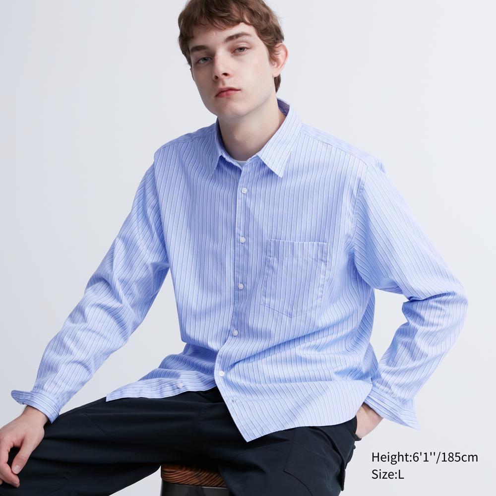 

Рубашка в широкую полоску из экстратонкого хлопка UNIQLO (Длинный рукав) С