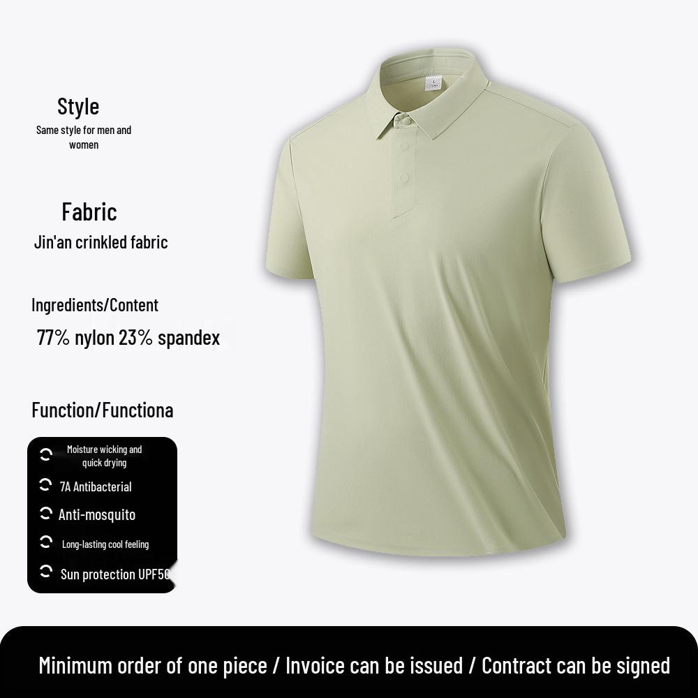 Men's Ice Silk Quick-Dry Short Sleeve Polo Shirt - Customizable Logo, Summer Business Casual Sports Tee