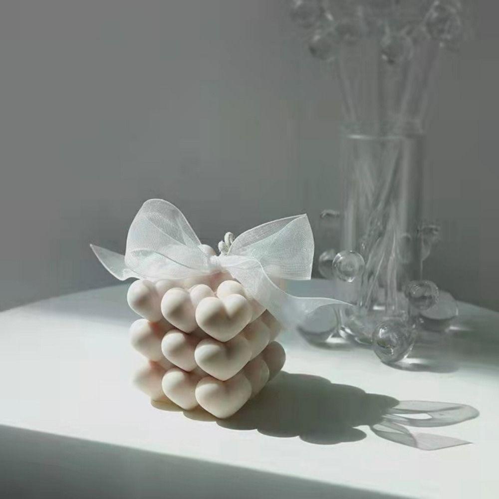 Silicone Candle Mould Heart-shaped Soap Mold Gypsum Love Cube Mold  Candle Making