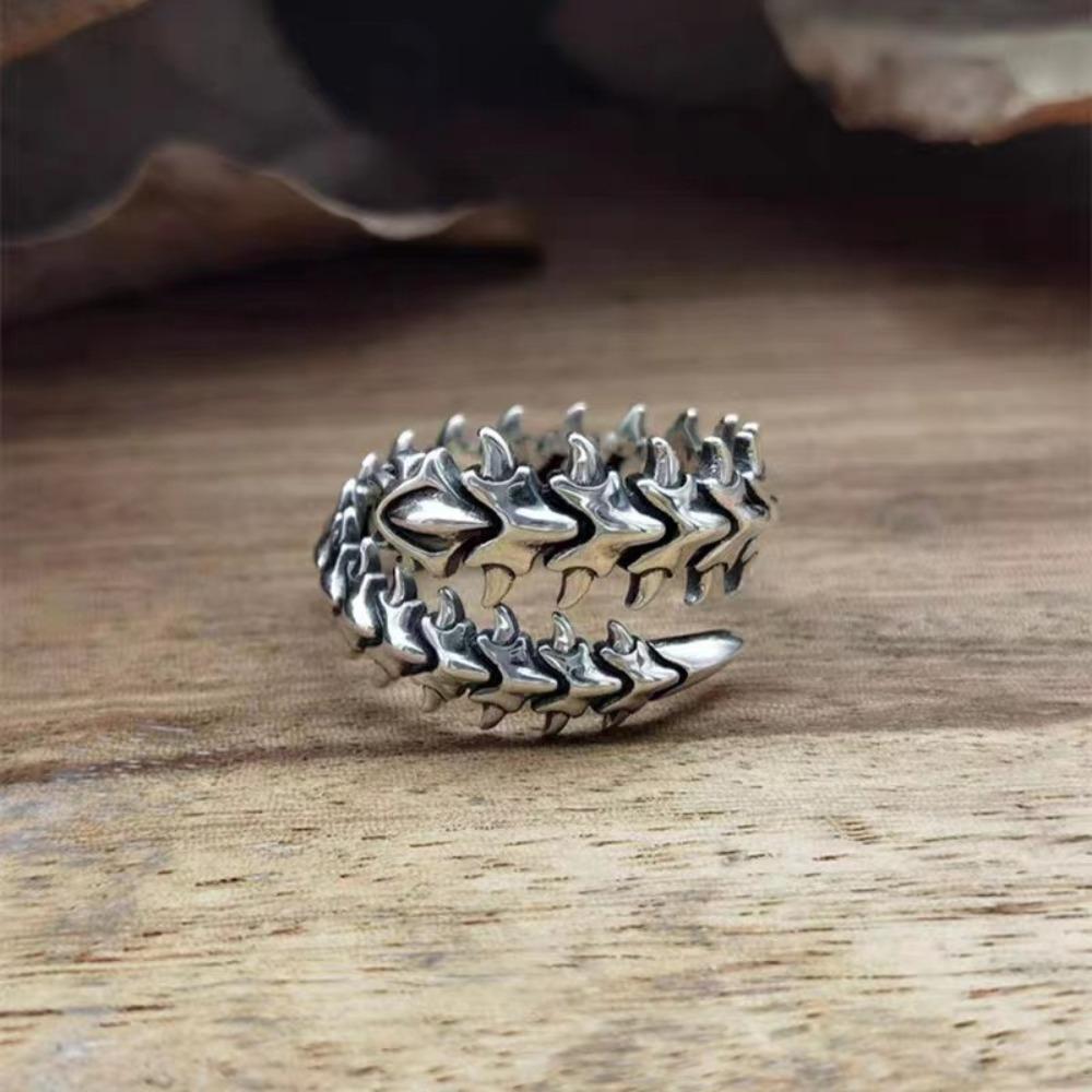 

Antique Copper Vintage Gothic Keel Spine Ring Hyperbole Centipede Open Ring for Women Men Hip Hop Fashion Zircon resizable медный