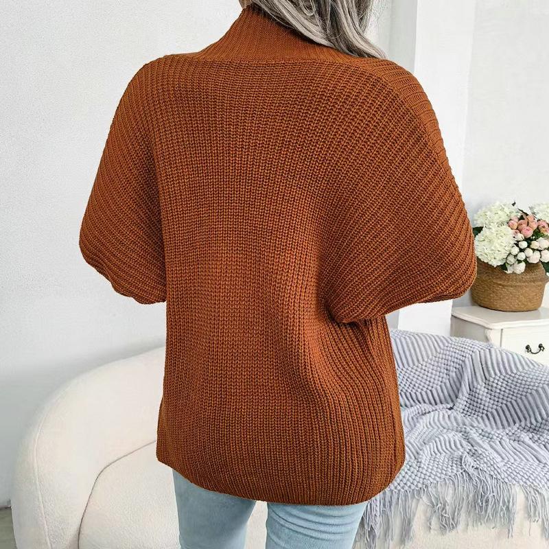 European & American Casual Bat Sleeve Knitted Cardigan for Women - Autumn/Winter Collection